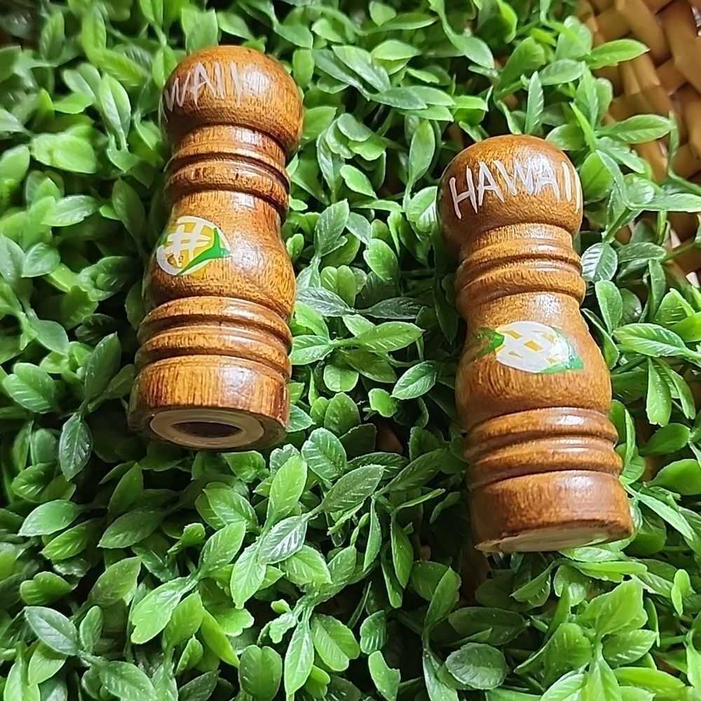 Vintage Mini's! Wooden Salt & Pepper Shakers With Handpainted Pineapple Souvenir